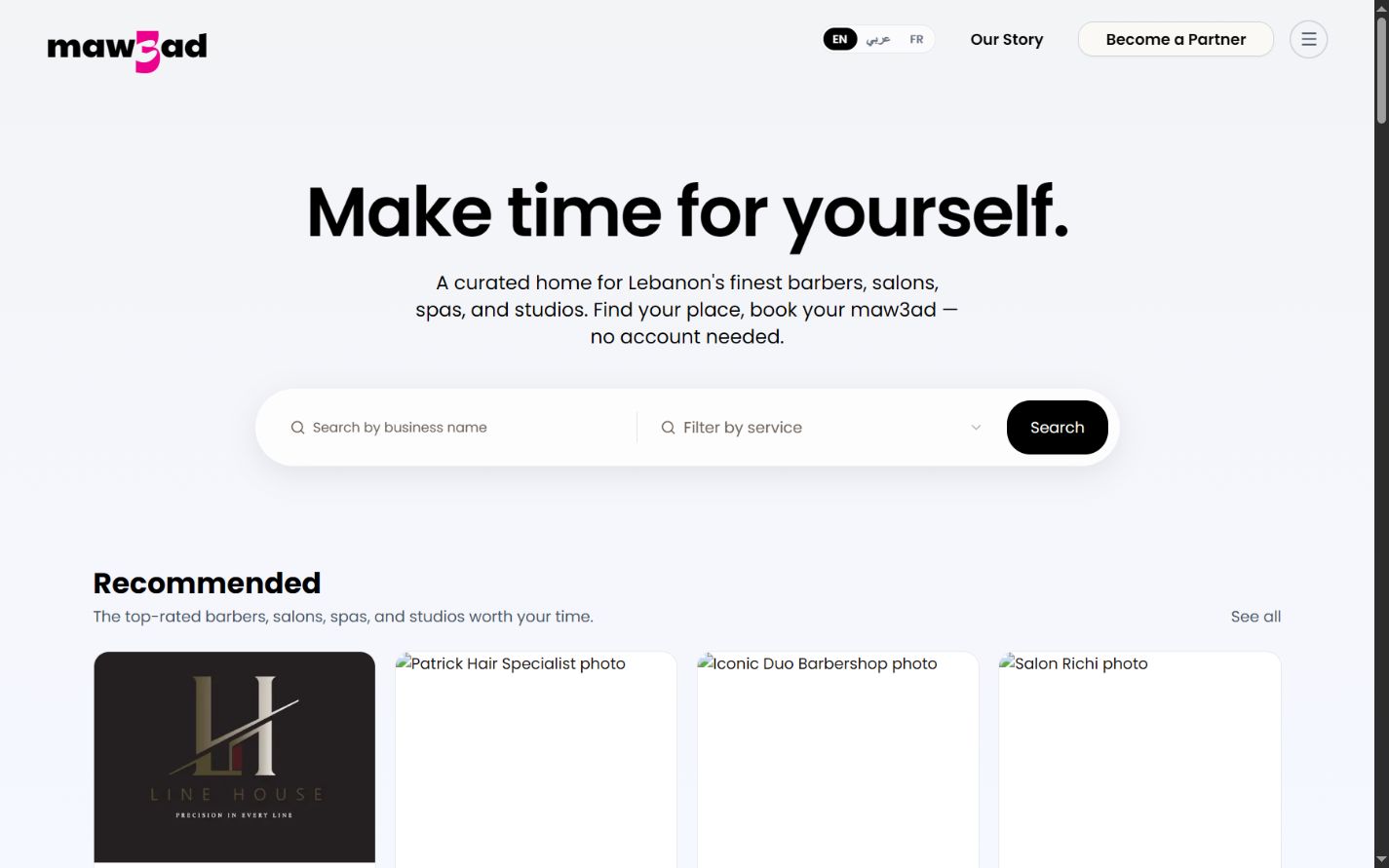 Maw3ad website preview